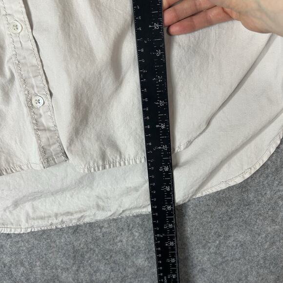 Maeve Anthropologie Shirt Womens Medium Button Down Cotton Rounded High Low Gray - Picture 4 of 9